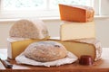 Selection Of Cheese On Board With Knife Royalty Free Stock Photo