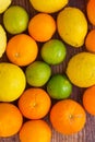 A selection of citrus fruits for colds and flu Royalty Free Stock Photo