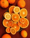 Selection of citrus fruits presented on a plate Royalty Free Stock Photo