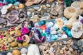 Selection of colorful minerals on a traditional Moroccan market