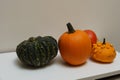 Autumn harvest of colourful pumpkin and squash variety. Royalty Free Stock Photo