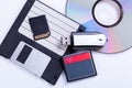 Selection of different computer storage devices Royalty Free Stock Photo