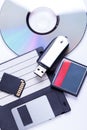 Selection of different computer storage devices Royalty Free Stock Photo