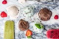 Selection of different ice cream scoops Royalty Free Stock Photo