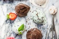 Selection of different ice cream scoops Royalty Free Stock Photo