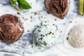 Selection of different ice cream scoops Royalty Free Stock Photo