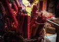 Selection of different types of salami on display