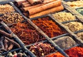 Selection Of Dried Spices In A Printers Tray