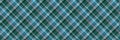 Selection fabric vector seamless, skill textile tartan plaid. Couch background pattern texture check in cyan and teal colors