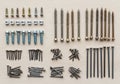 Selection of fasteners used for different construction or carpentry Royalty Free Stock Photo