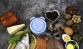 Selection of food that is good for the heart and Keto or ketogenic food diet Royalty Free Stock Photo
