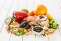 Selection of food to boost immune system - healthy, rich in vitamin and antioxidants