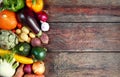 Selection of fresh autumn vegetables in a border