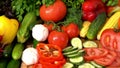 Selection of fresh vegetables slow motion