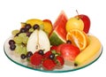 Selection of fruit on glass plate
