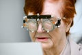 Selection of glasses an elderly woman Royalty Free Stock Photo