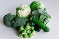 Green vegetables on a white surface