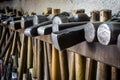 Selection of hammers at a metal shop in Istanbul.