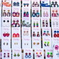 Selection Of Hand Made Womens Fashion Jewelry Earings Royalty Free Stock Photo