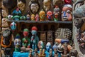 Selection of head masks on a traditional Moroccan market