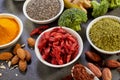 Selection of healthy nutritious superfoods