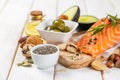 Selection of healthy unsaturated fats, omega 3