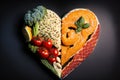 selection of heart healthy foods and a philosophy of life