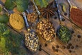 Herbs and spices used to add flavor to cooking Royalty Free Stock Photo