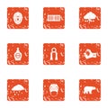 Selection icons set, grunge style