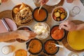 Selection of Indian curries and rice. Royalty Free Stock Photo
