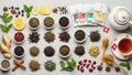 Selection of ingredients emphasizing the art of tea blending Royalty Free Stock Photo