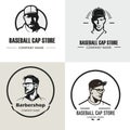 A selection of logos with men in baseball caps for shops and boutiques. For your design