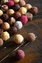 Selection of luxury chocolate fondants or pralines Royalty Free Stock Photo