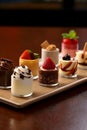 A selection of mini dessert samplers Royalty Free Stock Photo