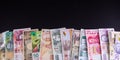 Different paper currencies from around the world Royalty Free Stock Photo