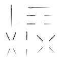 A selection of needles of different variant, icons. Vector elements for your ideas.