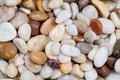 Selection of polished beach pebbles. Decorative garden aggregate Royalty Free Stock Photo