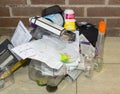 A selection of recyclable household waste collected over a few days in a pensioners household in U.K.