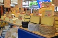 Selection of round Cheese block at Morning Market in Amsterdam