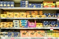 Selection Of Savoury Crackers Or Biscuits On Supermarket Shelf Royalty Free Stock Photo