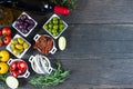 Selection of spanish tapas with red wine Royalty Free Stock Photo
