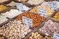 Selection of spices on a traditional market in Amman, Jordan. Royalty Free Stock Photo