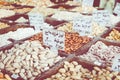 Selection of spices on a traditional market in Amman, Jordan. Royalty Free Stock Photo