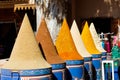 Selection of spices on a traditional Moroccan market souk in Marrakech, Morocco Royalty Free Stock Photo