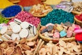 Selection of spices on a traditional Moroccan market Royalty Free Stock Photo