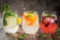 Selection of three kinds of gin tonic