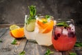 Selection of three kinds of gin tonic Royalty Free Stock Photo