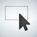 Selection tool with mouse cursor, dashed line. Vector illustration isolated on modern background.