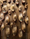 Selection of traditional typical dutch footwear Klompen Klomp clog shoes in Zaanse Schans Amsterdam Holland Netherlands