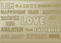 WORDS HAPPY GOLD & BEIGE Royalty Free Stock Photo